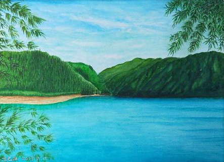  郎溪在墙绘中，如何绘画绿水青山？