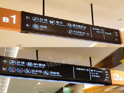  郎溪如何通过商场标识牌引导客流分布？